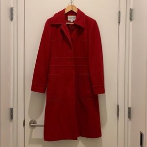 Charles Klein Red Wool Long Coat